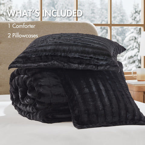 Madison Park Duke on king bed for scale, demonstrates generous coverage and drape