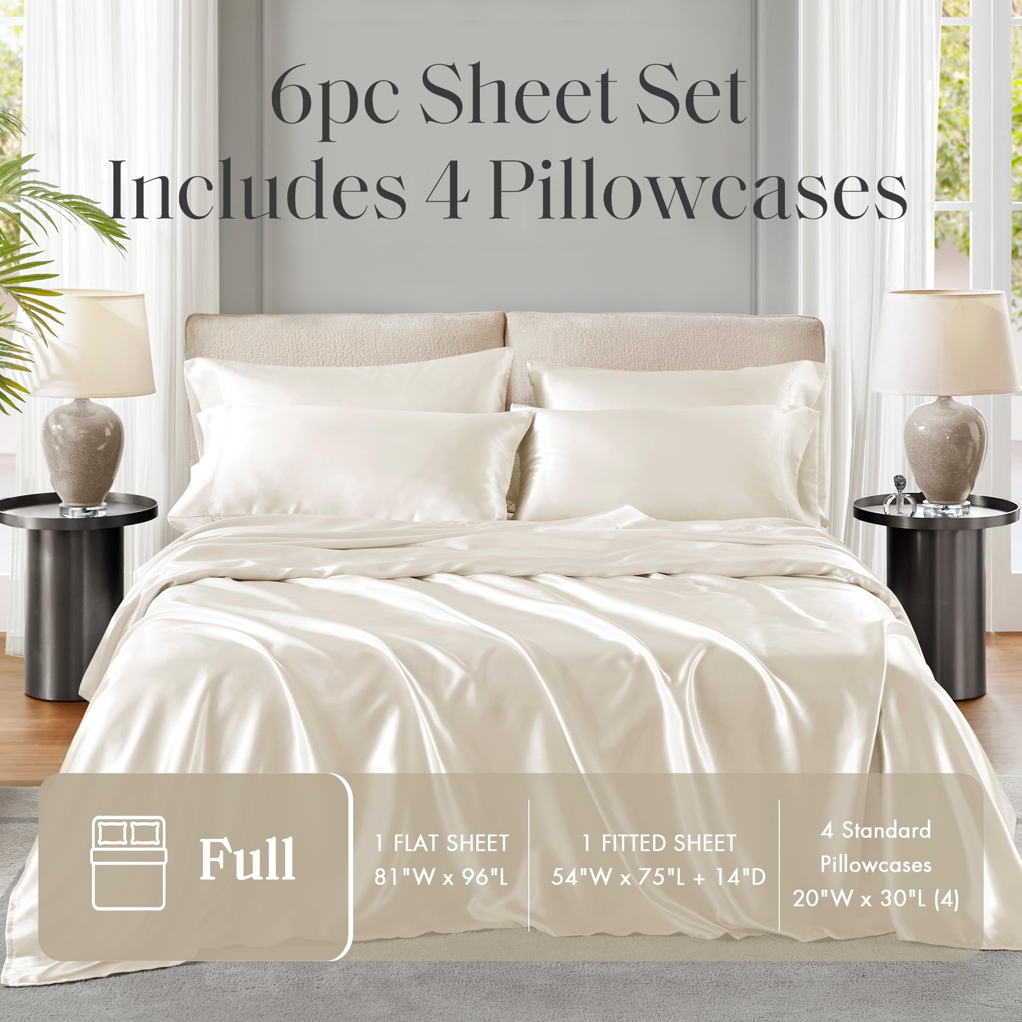 Madison Park satin drape highlighting sheen and wrinkle-resistant look