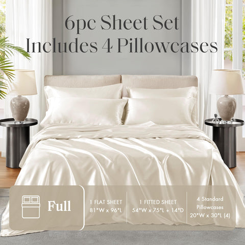Madison Park satin drape highlighting sheen and wrinkle-resistant look
