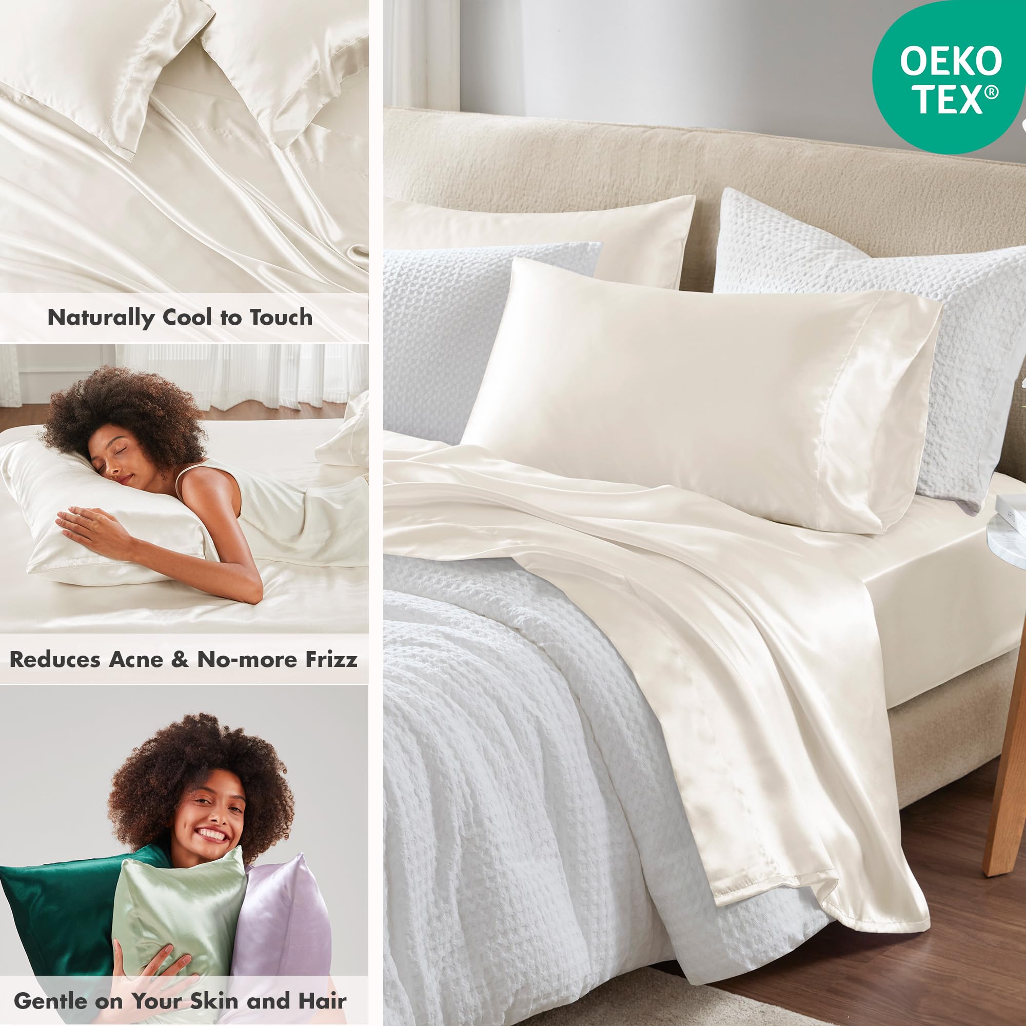 Madison Park satin flat sheet spread smooth for cozy bed styling