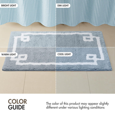 Madison Park Evan blue color swatch and white border demonstrating striking contrast and style