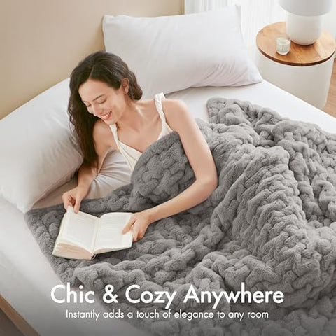 Madison Park folded throw on shelf demonstrating neat storage and convenience