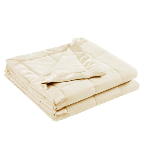 Madison Park front view of cream blanket showing neat drape and finish