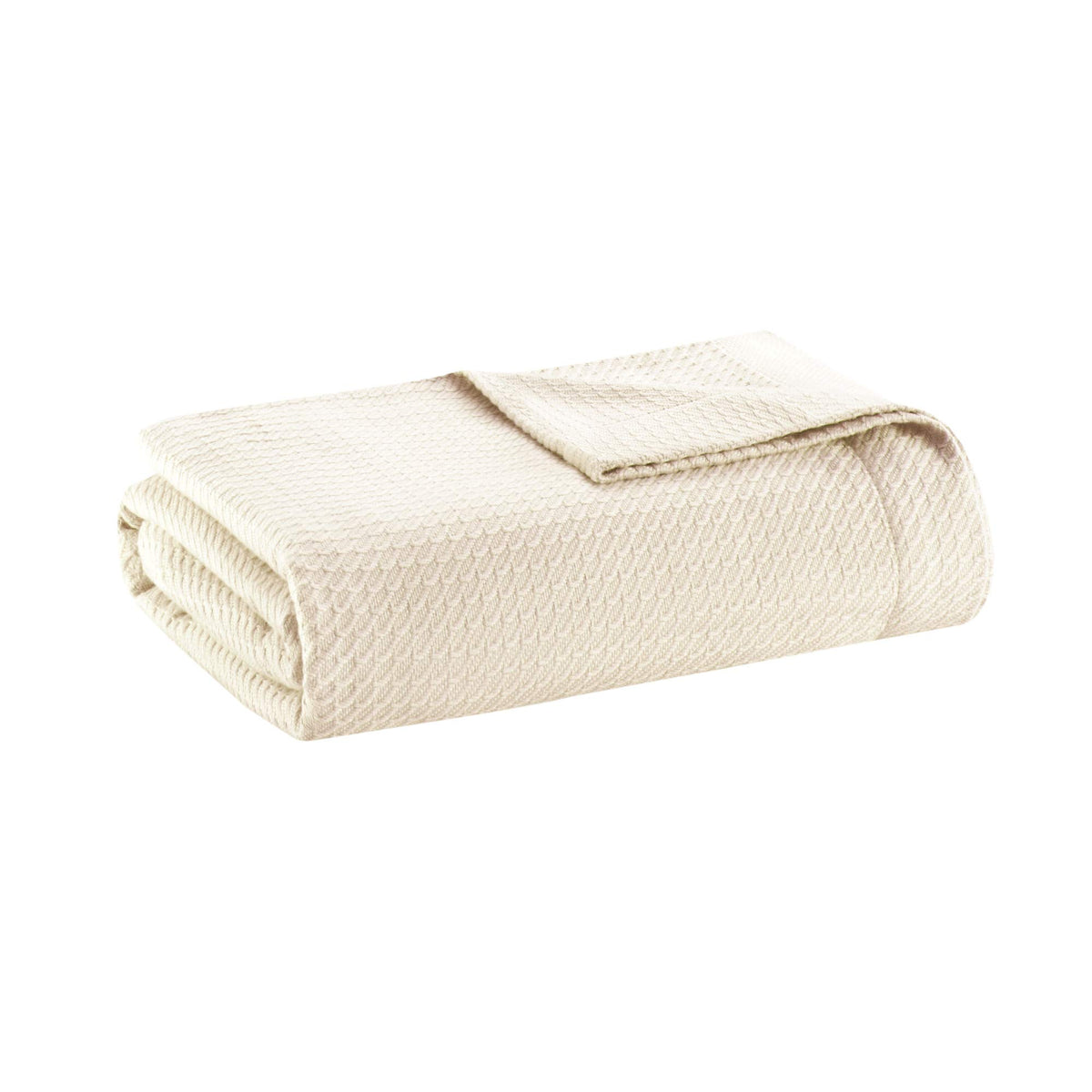 Madison Park front view of full/queen ivory blanket showing clean neutral styling and comfort