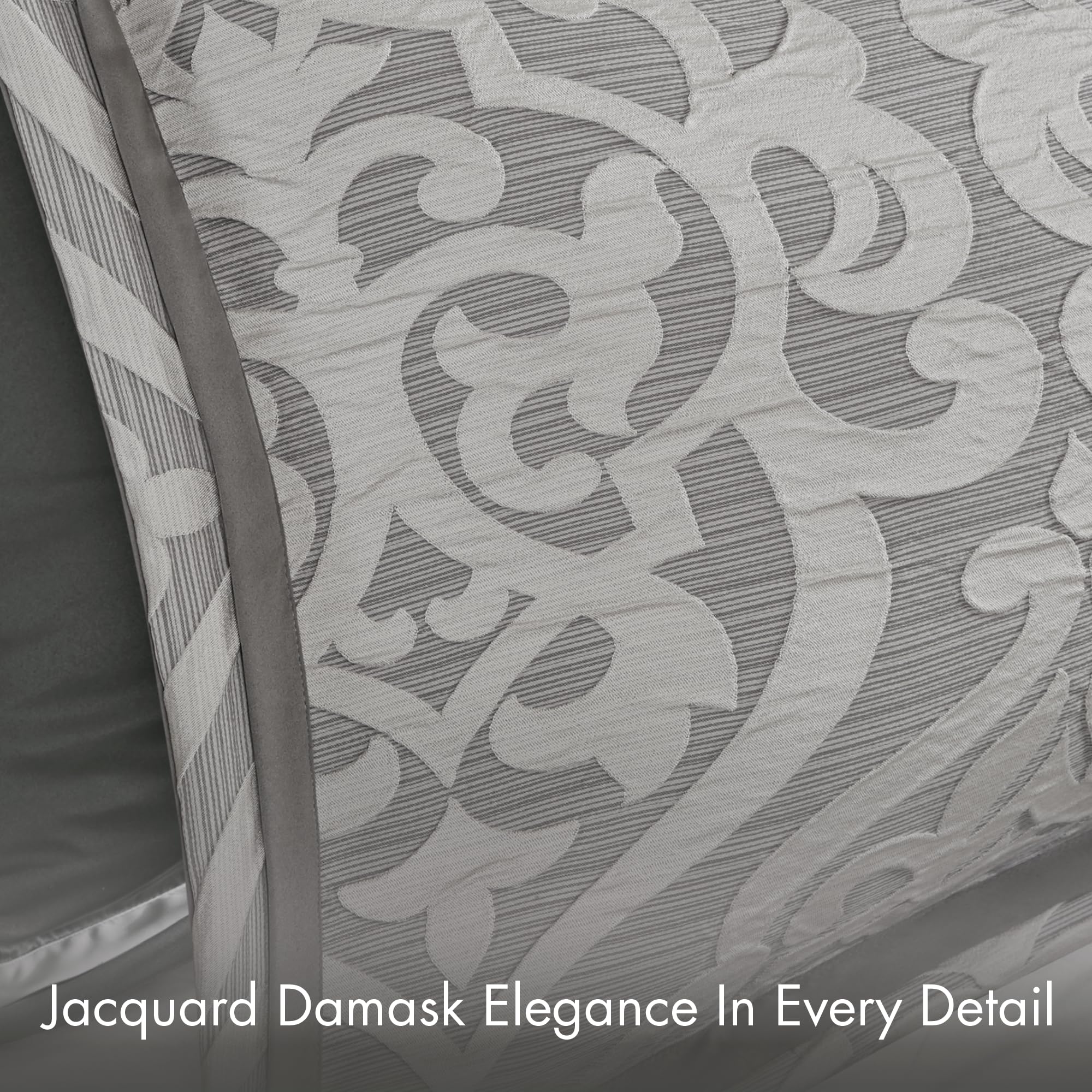 Madison Park comforter edge stitching close-up showing durable construction