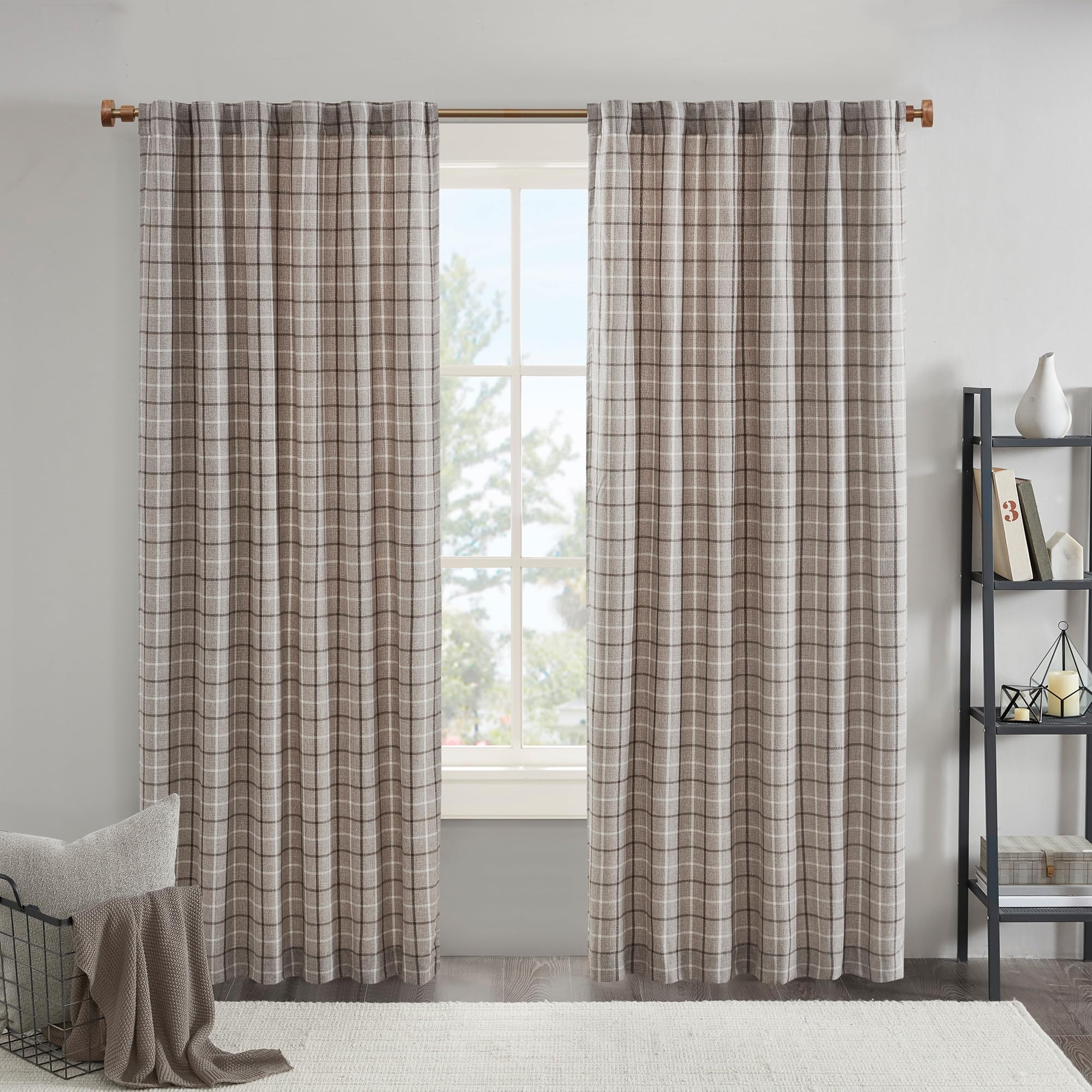 Madison Park front panel showing plaid design and warm ambiance