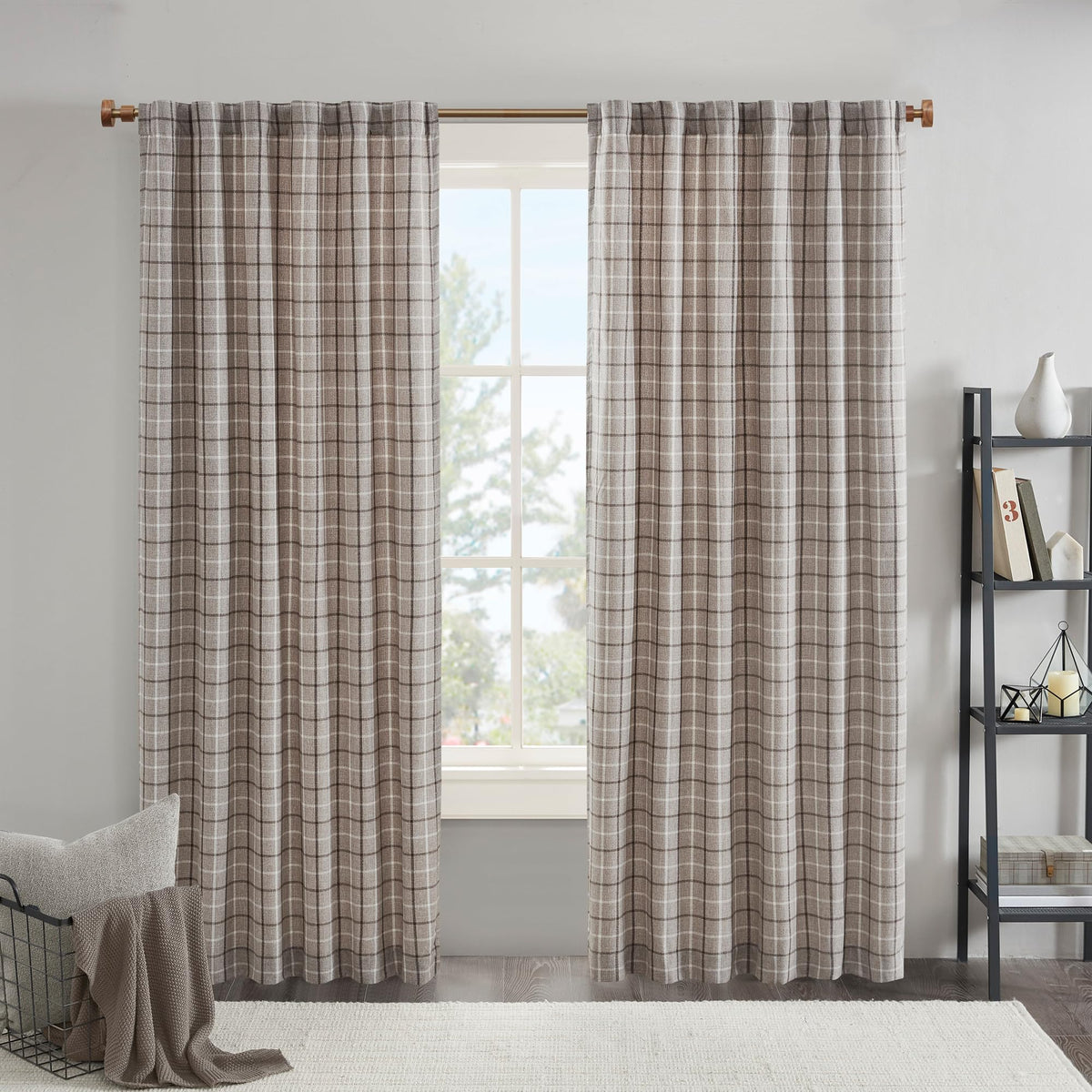 Madison Park front panel showing plaid design and warm ambiance