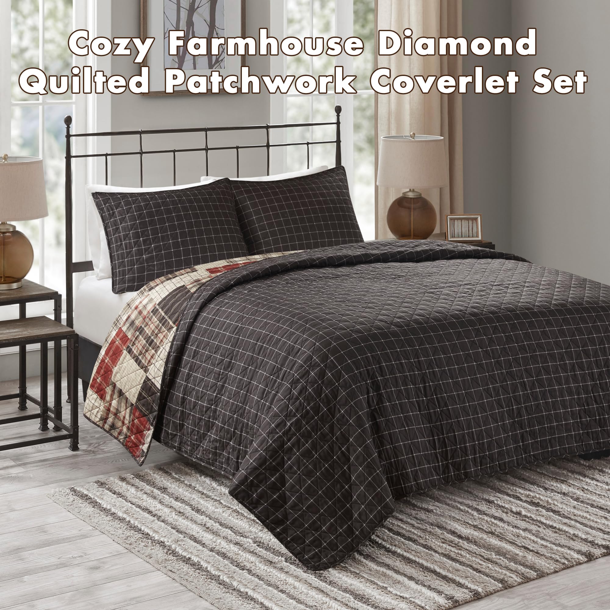 Madison Park quilt reverse windowpane pattern offering a clean alternative look