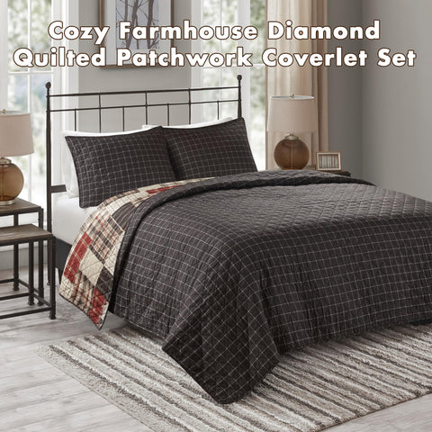 Madison Park quilt reverse windowpane pattern offering a clean alternative look