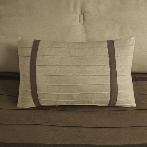 Madison Park shams and trim detail showing matching pattern continuity
