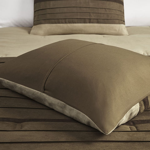 Madison Park comforter size scale beside ruler to show true queen dimensions