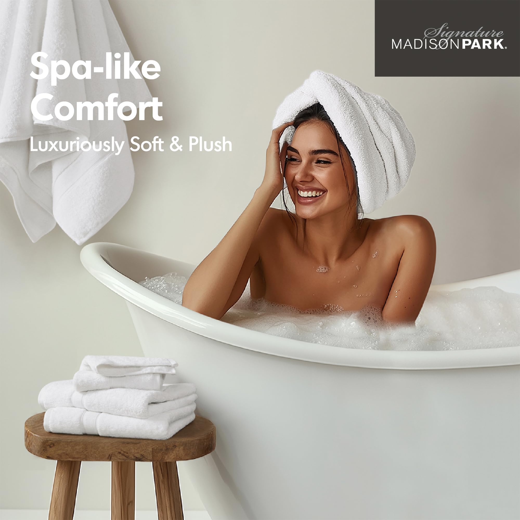 Madison Park stacked washcloths highlighting soft edges and gentle touch for face and body care