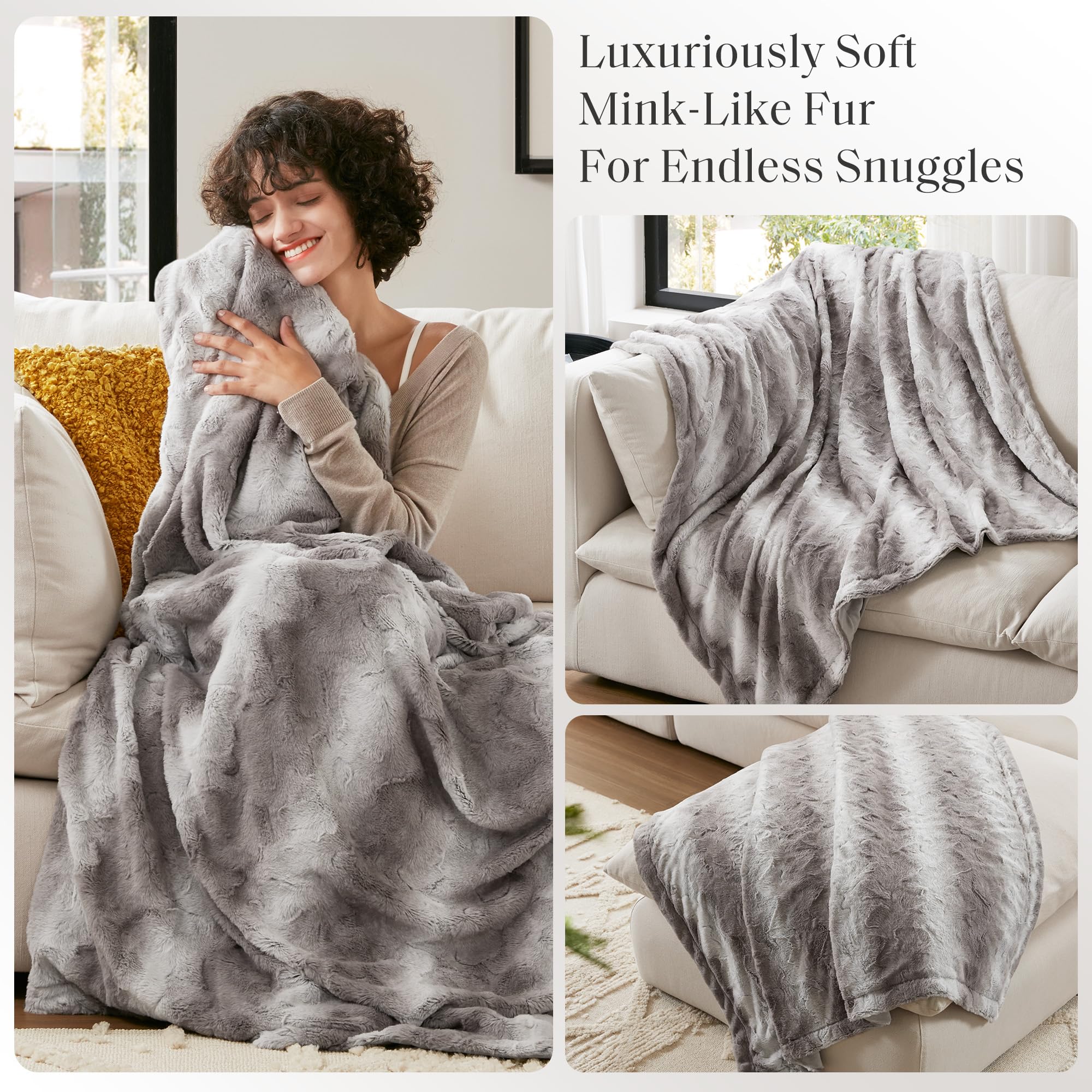 Madison Park Zuri reverse side close-up of faux mink, smooth comfort