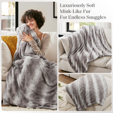 Madison Park Zuri reverse side close-up of faux mink, smooth comfort