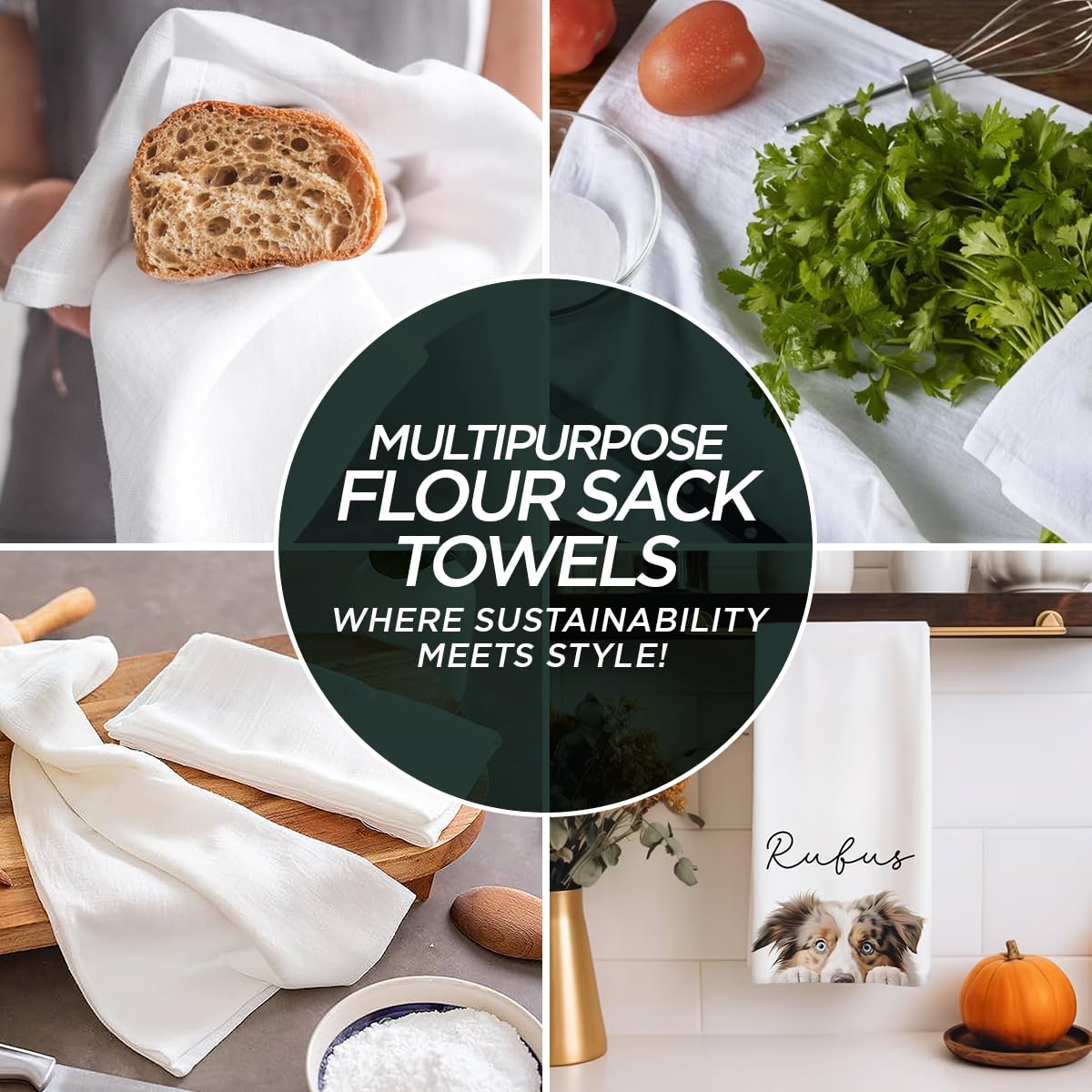 Madras Collections towels in kitchen basket display suggests organized storage