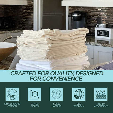 Madras Collections towel beside a dinner plate to show 28x28 inch scale, clear size reference