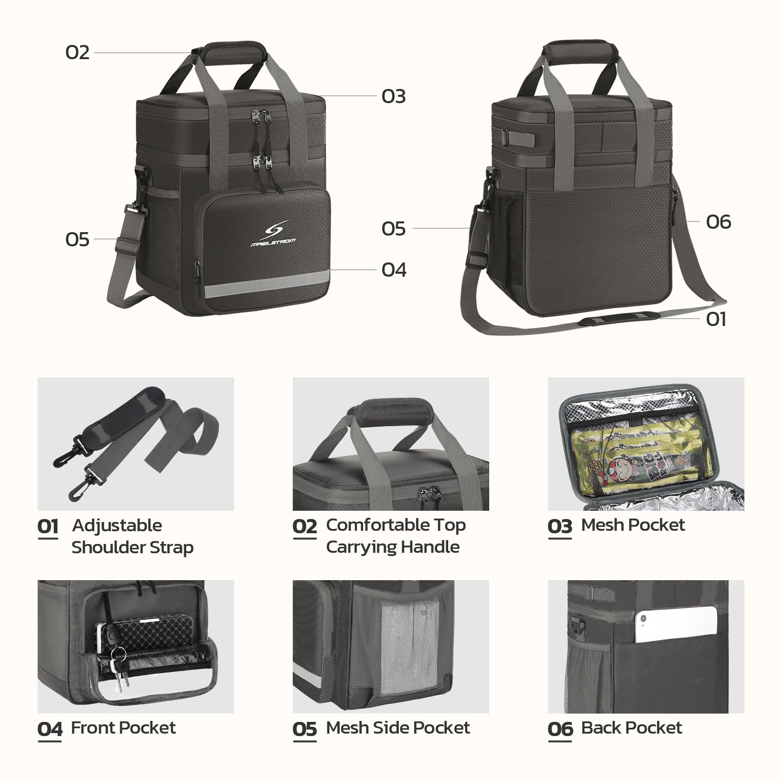 Maelstrom close-up of reinforced zipper and padded handle demonstrating smooth carry and durability