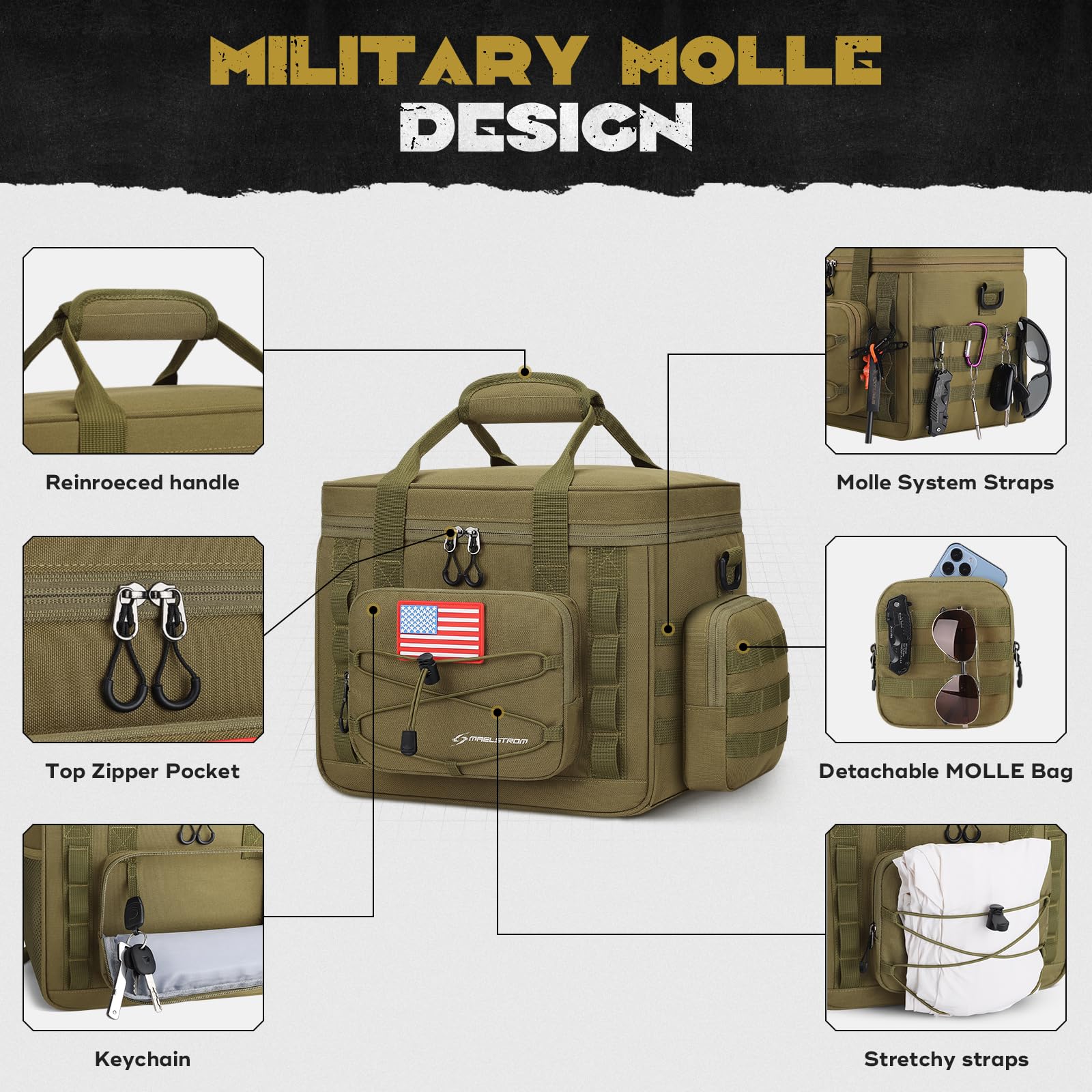 Maelstrom detachable MOLLE pouch attached offering tool storage and quick access on the go