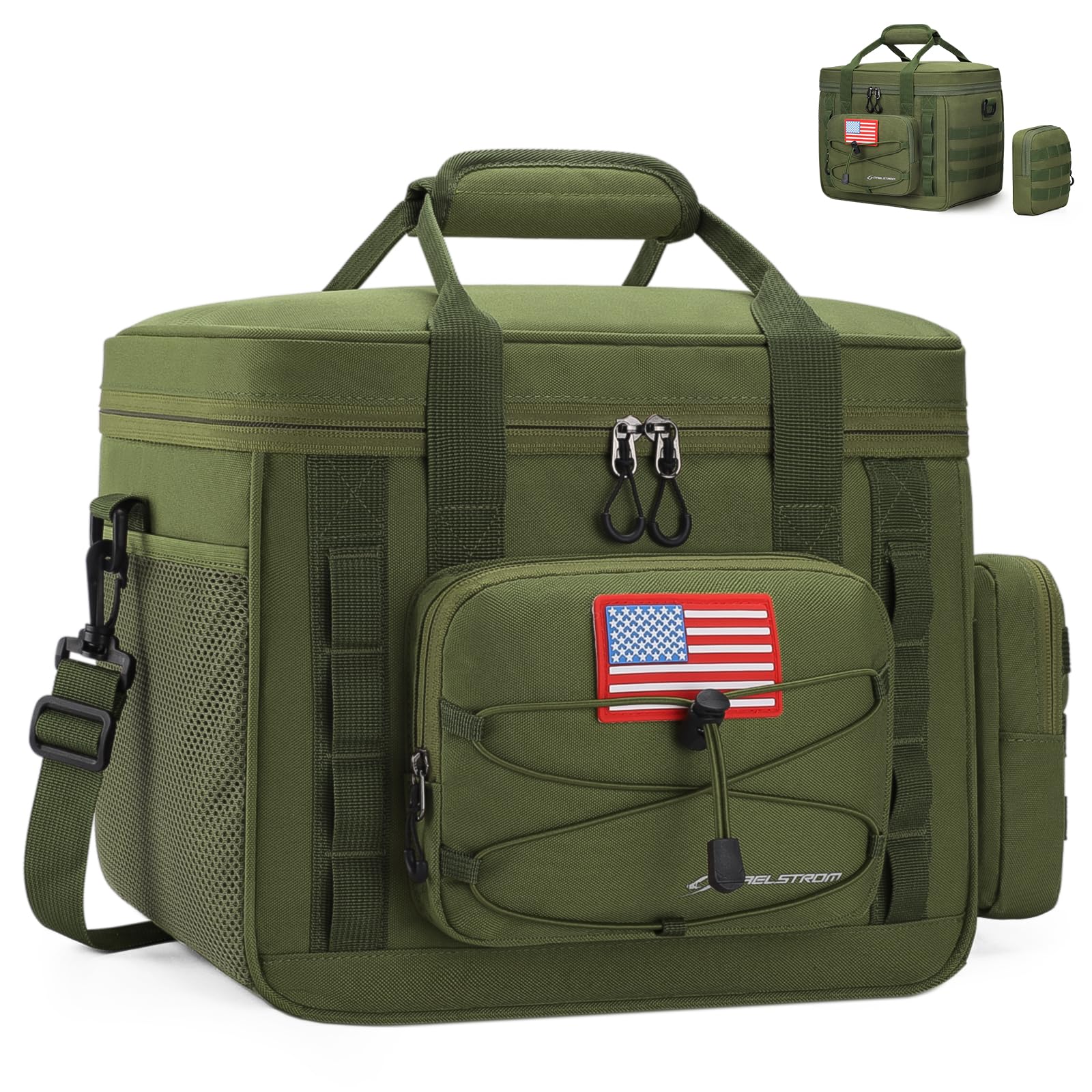 Maelstrom front view of tactical lunch box showing organized pockets and durable build