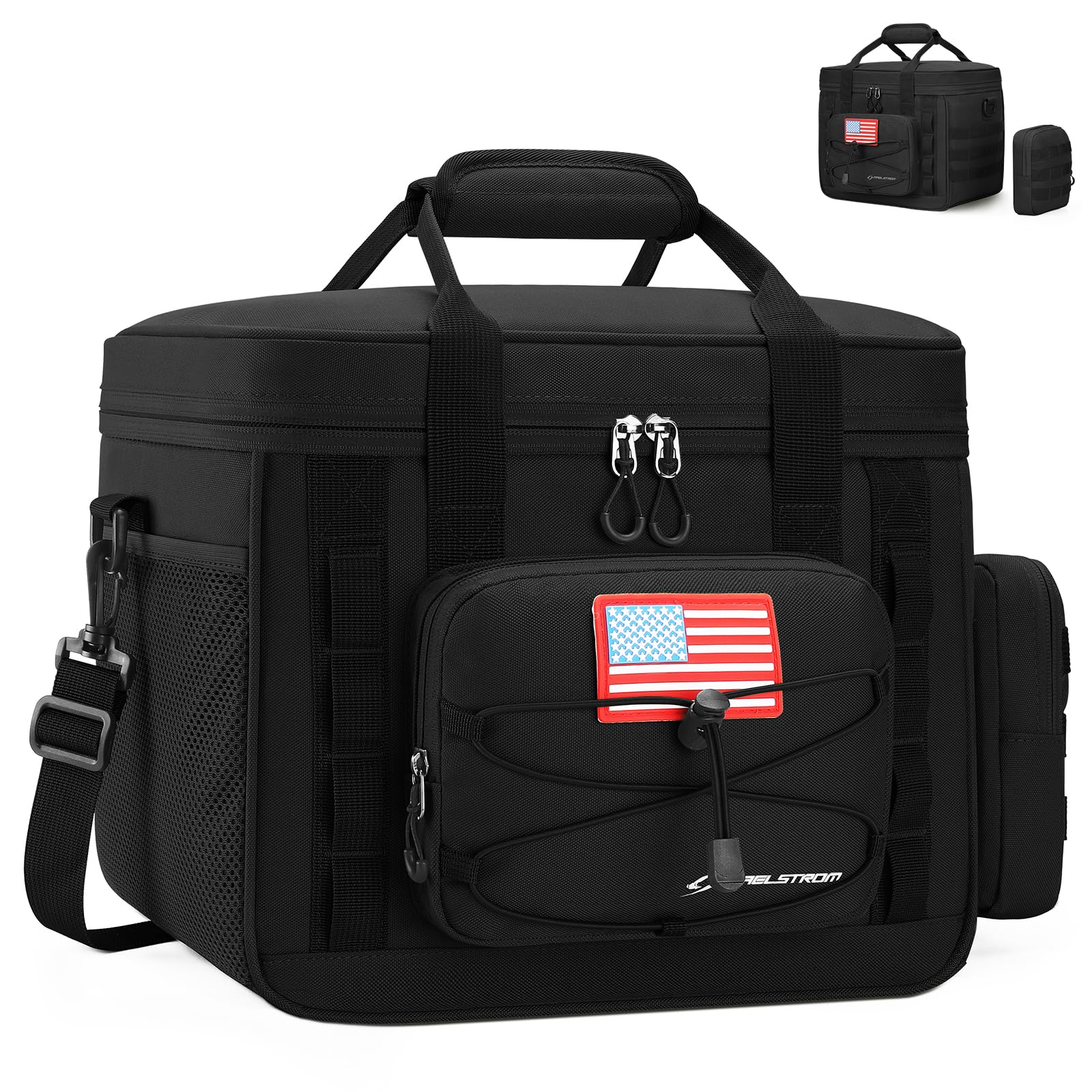 Maelstrom front view showing strap and quick-access pockets for organized carrying benefit