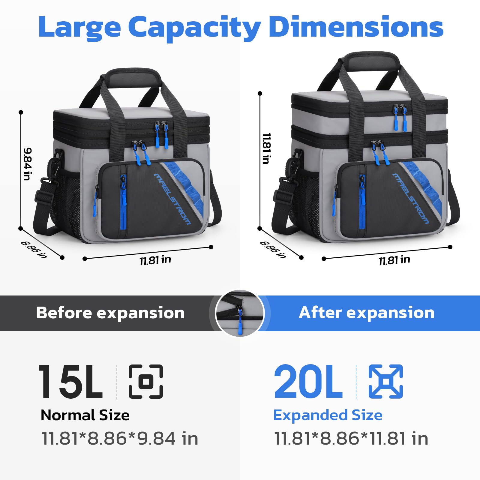 Maelstrom lower compartment packed with cans demonstrating high-capacity benefit