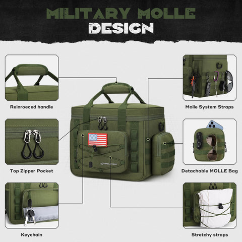 Maelstrom detachable MOLLE pouch attached to front for extra tool storage