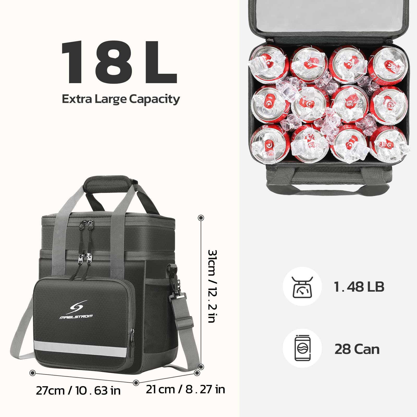 Maelstrom side view with mesh and zippered pocket illustrating extra snack and small-item storage