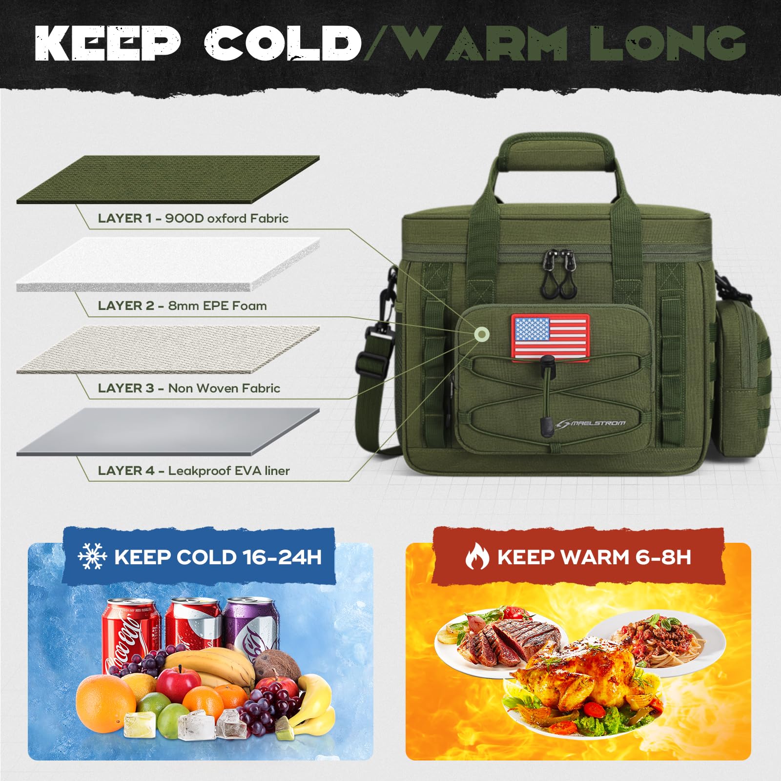 Maelstrom top view with wide-open main compartment for easy loading and access