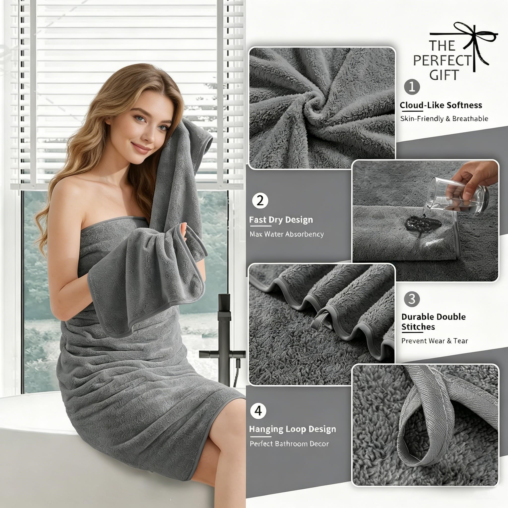 MAGGEA close-up of looped microfiber texture for soft feel and fast absorption