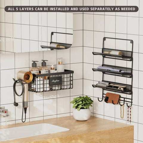 Magheo basket filled with toiletries and accessories for compact bathroom organization
