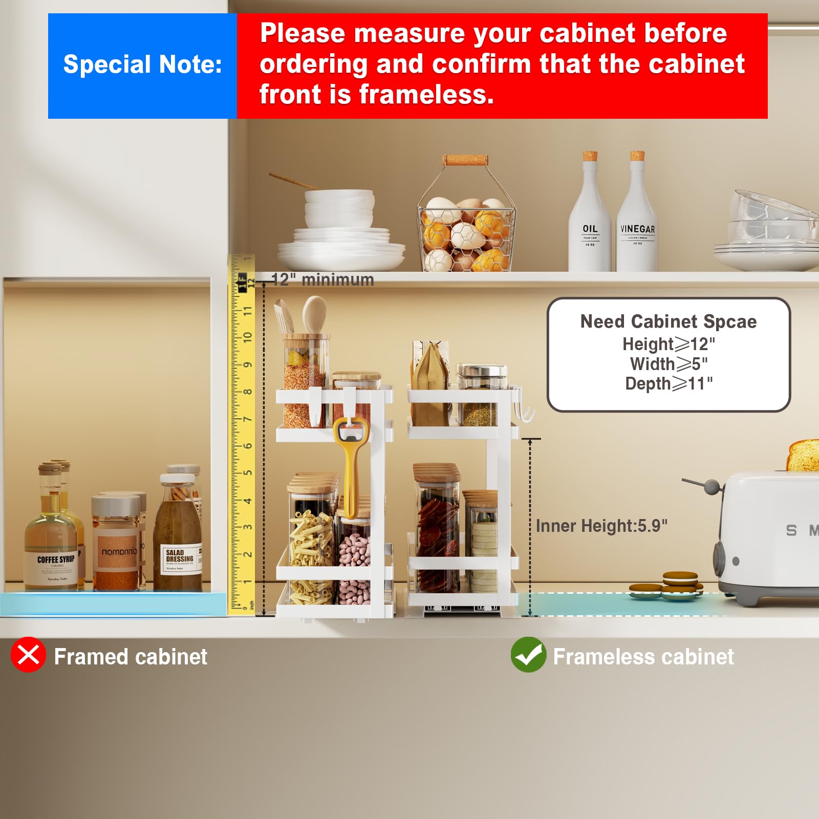 Magheo guard rail detail securing spice jars and preventing tipping