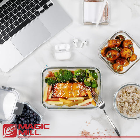 Magic Mill containers packed in lunch bag for easy transport