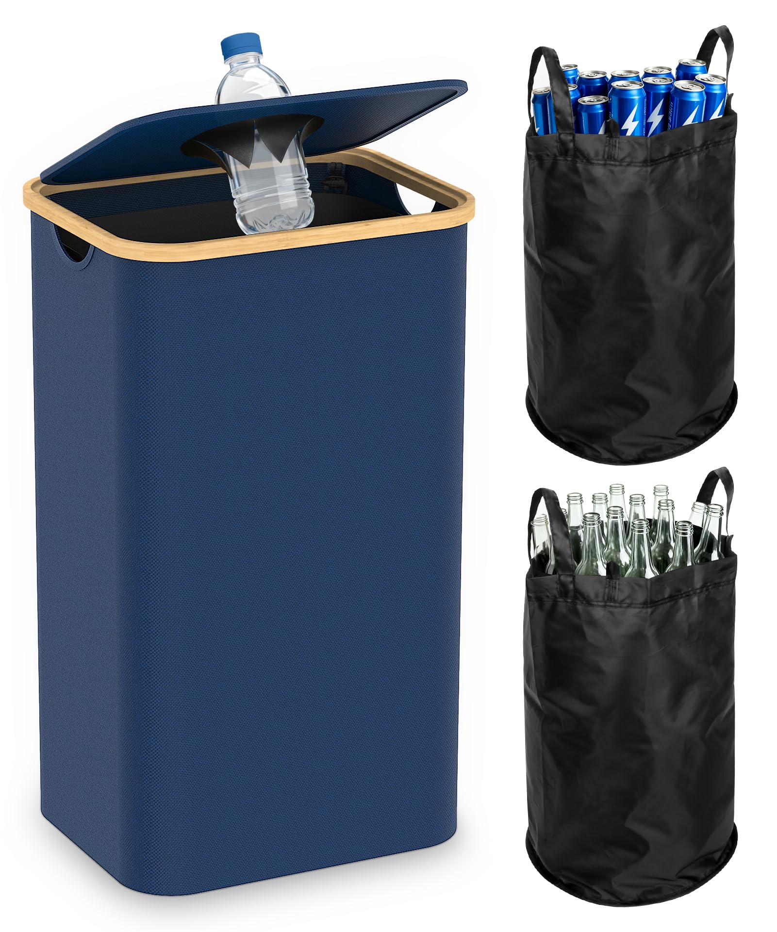 Magicheap front view of blue recycling bin showing large capacity and neat design