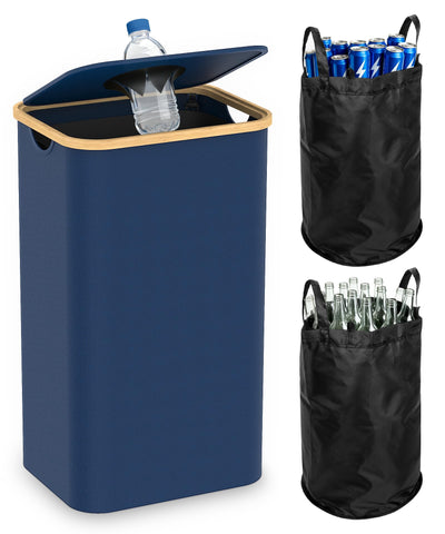 Magicheap front view of blue recycling bin showing large capacity and neat design