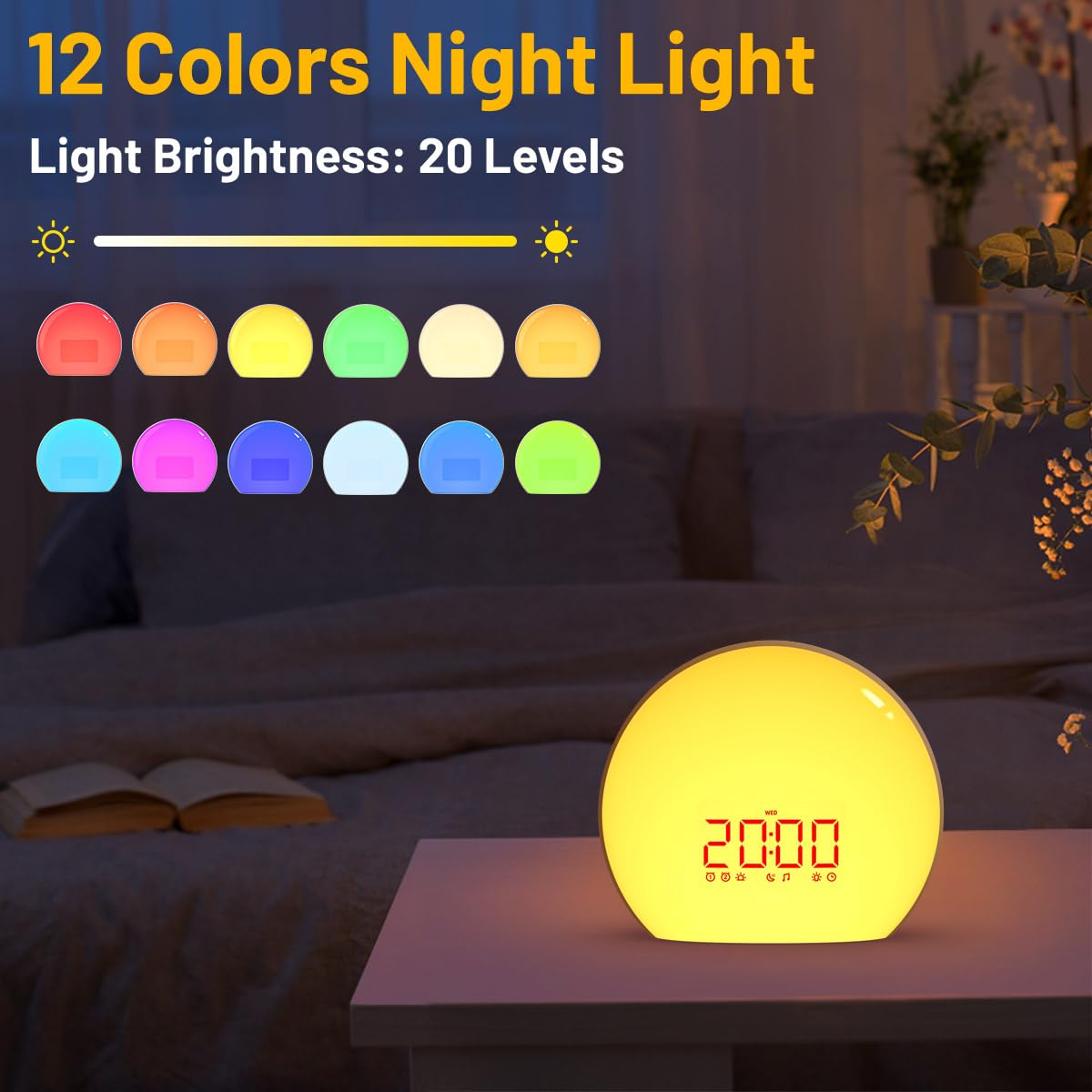 Magicteam nightlight showing 12 color options to create relaxing ambiance