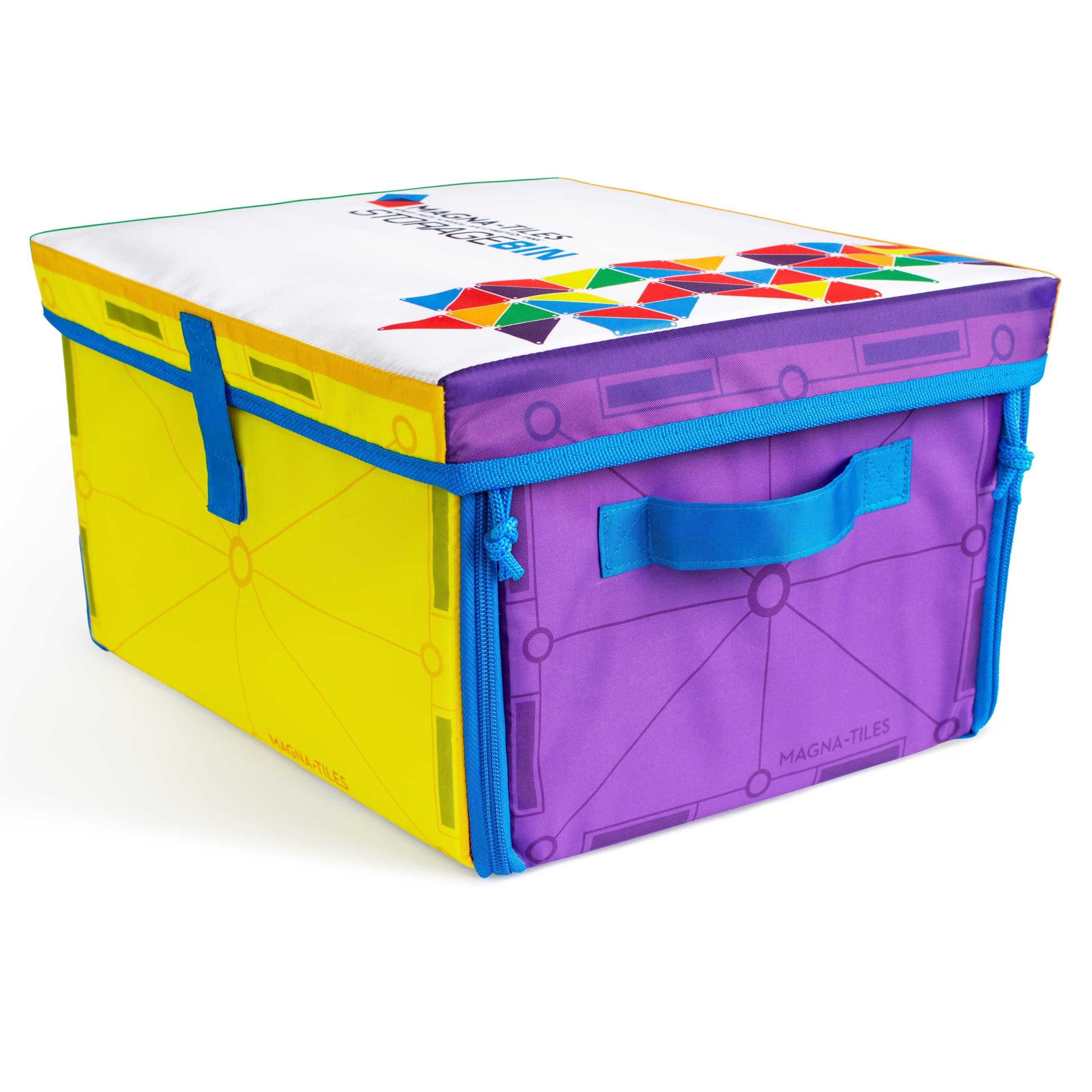 MAGNA-TILES in-use outdoors with children building on the mat for travel-friendly play