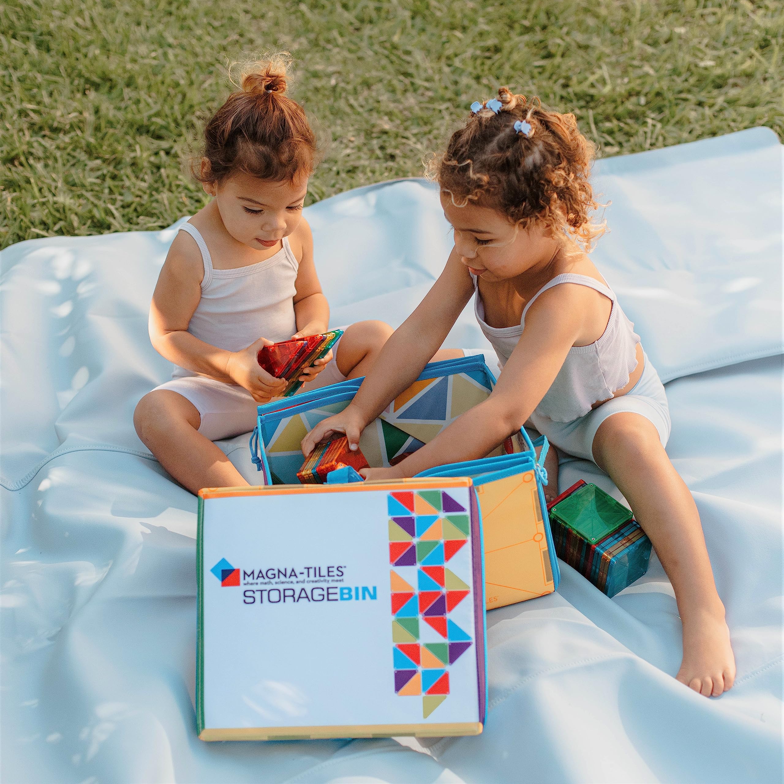 MAGNA-TILES play-mat closeup of printed shapes and colors encouraging learning play