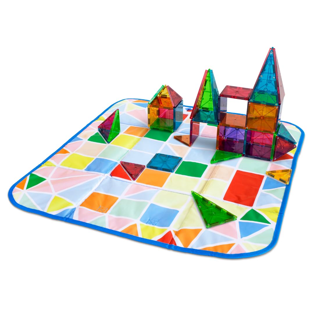 MAGNA-TILES folded bin slid under a bed to save space and simplify home organization