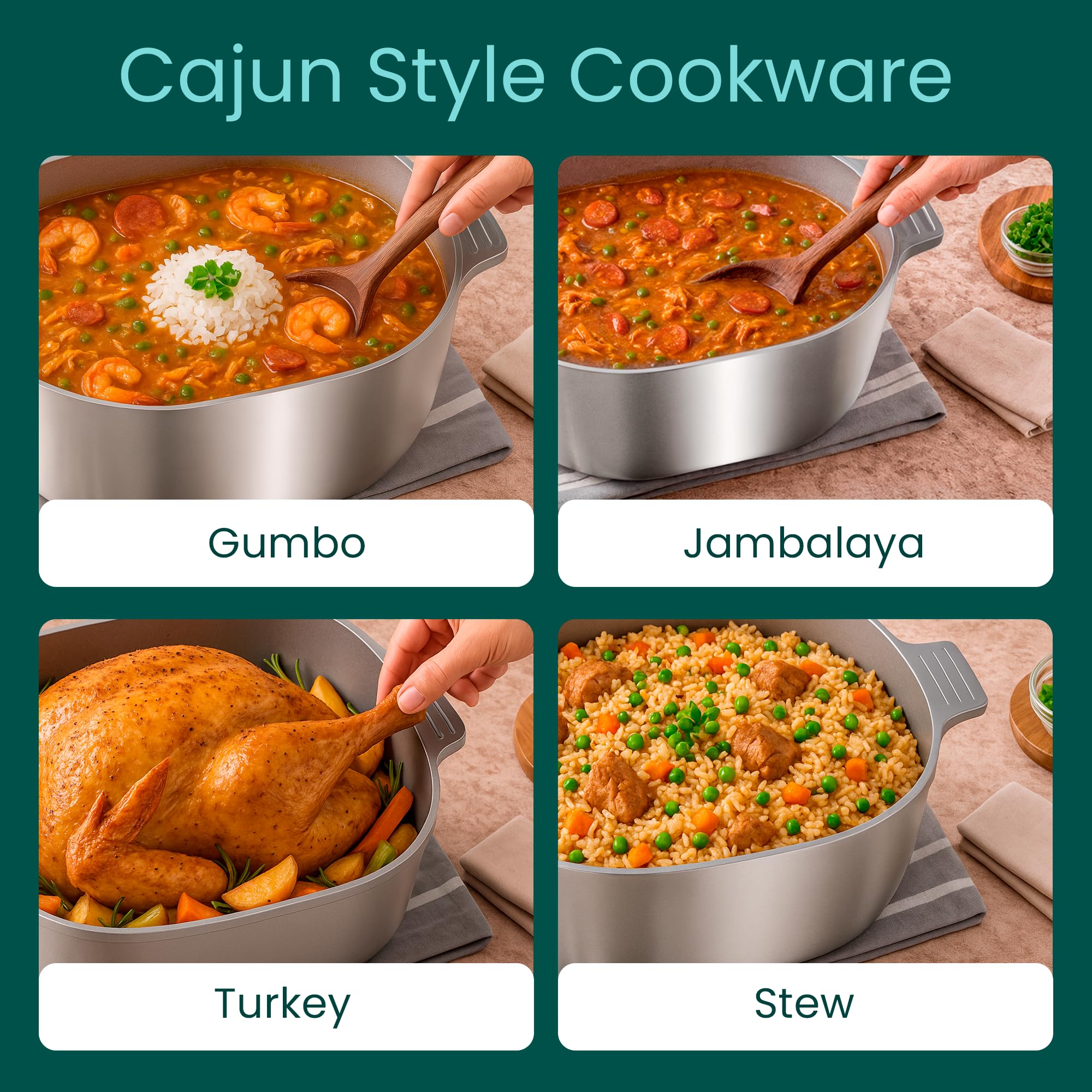 MAGNAWARE on kitchen table serving stew, depicts family‑style serving convenience