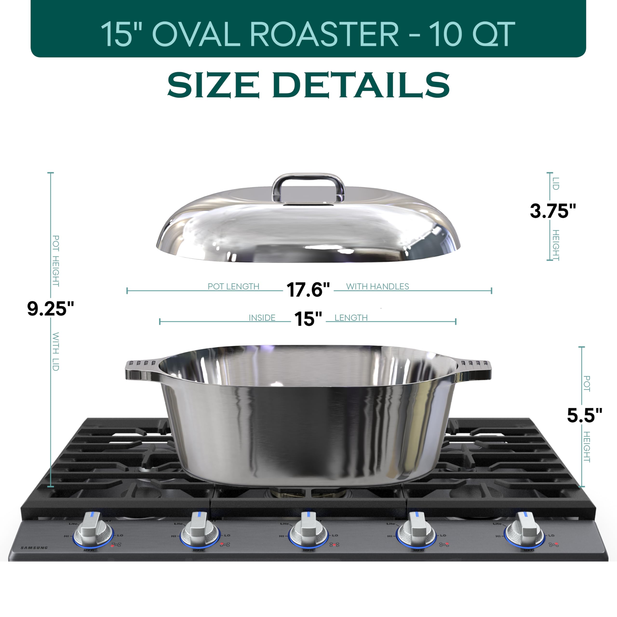 MAGNAWARE with roasting rack holding roast, promotes even airflow and browning