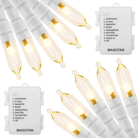 MAGOTAN front packaging showing two 16ft LED string light packs and benefits