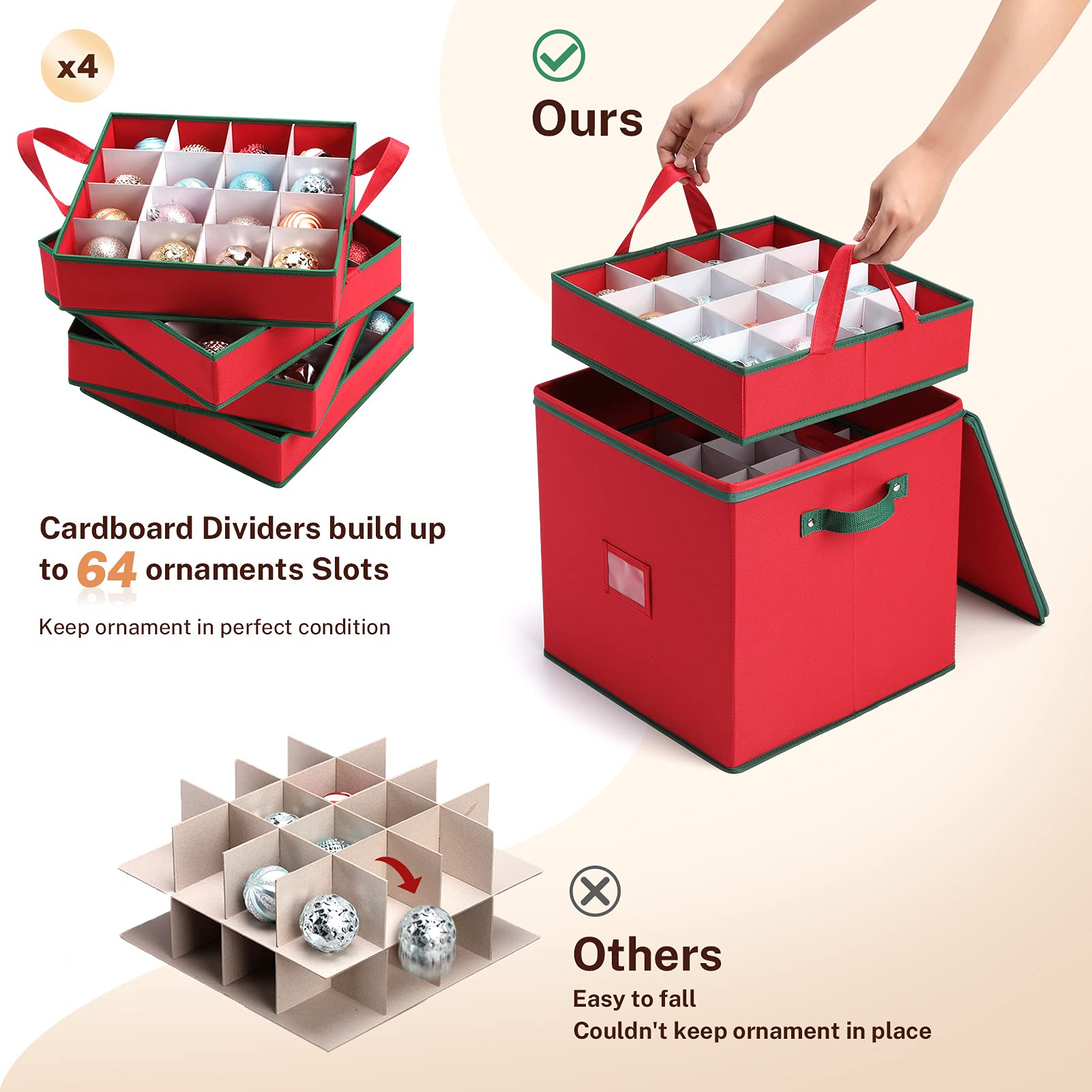 MaidMAX open top filled with ornaments for organized storage