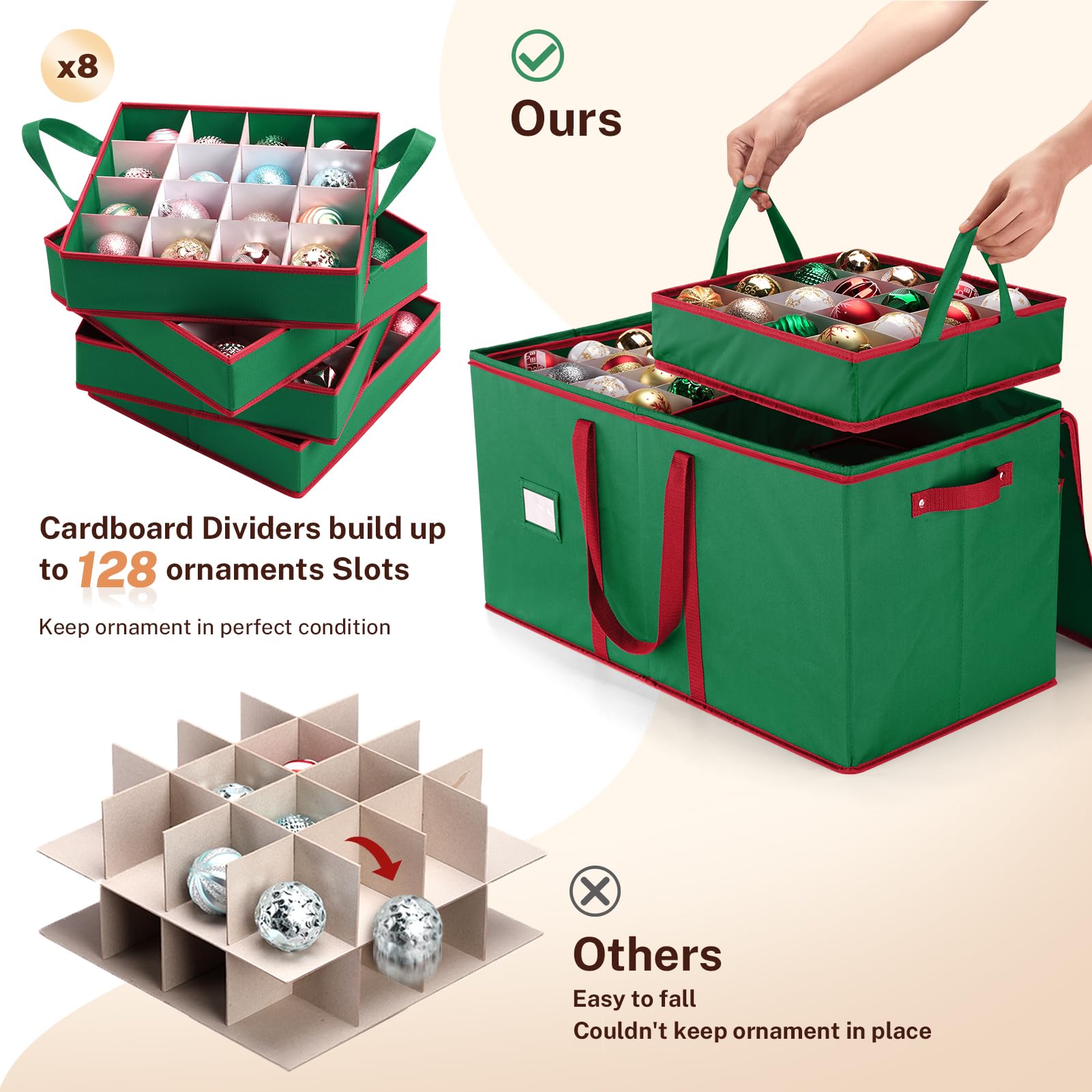 MaidMAX open top with eight removable divider trays showing organized protection