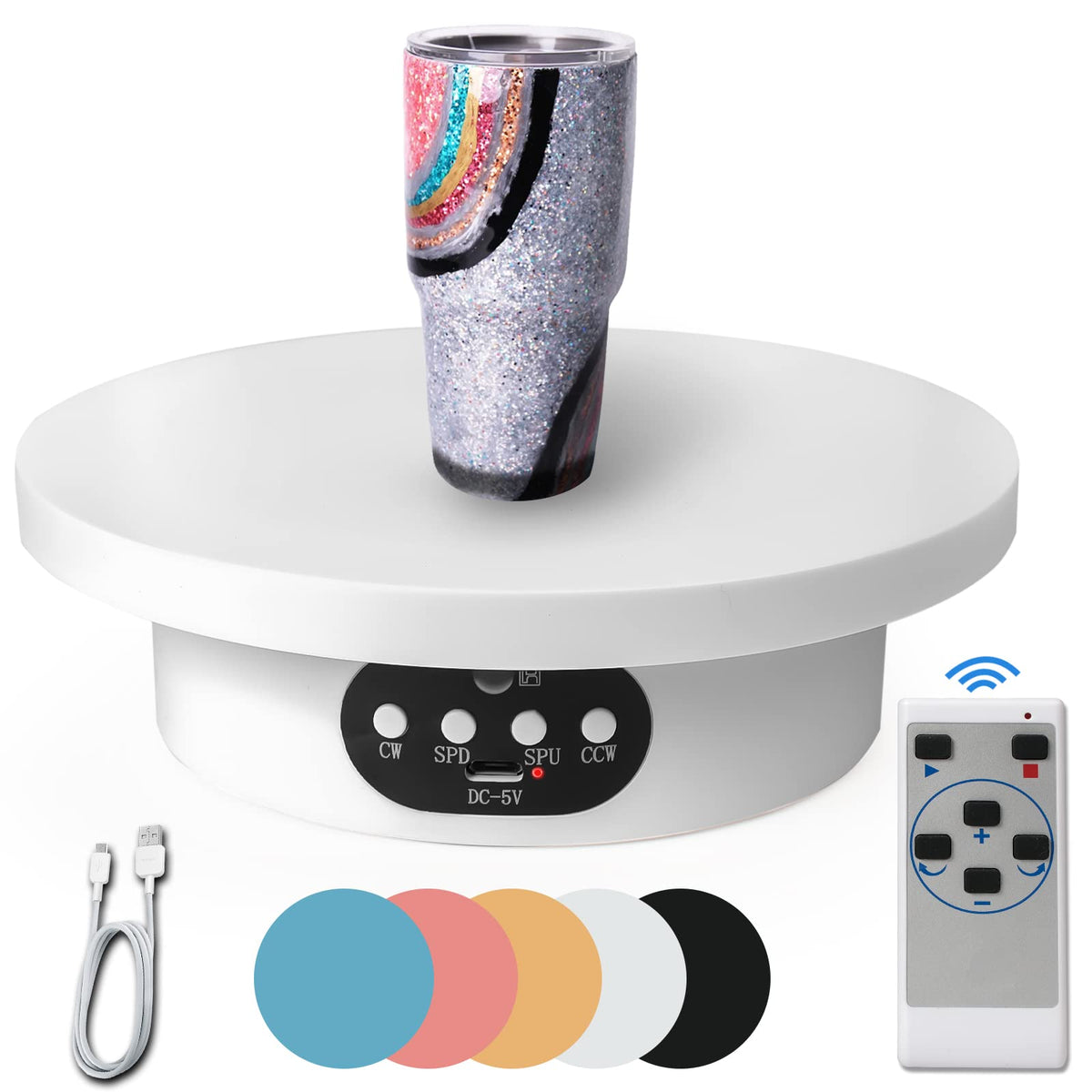 maieray front view rotating stand showing clean profile and stable platform benefit