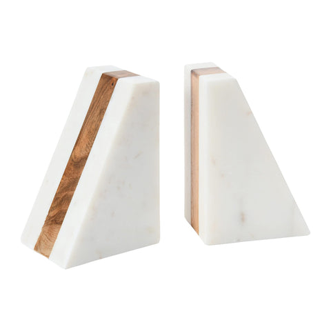 Main + Mesa front view showing marble triangle bookends and stable support