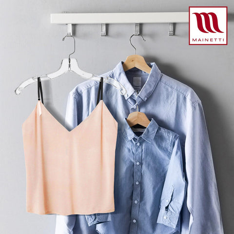 Mainetti hanger displayed in closet creating boutique-style organized look