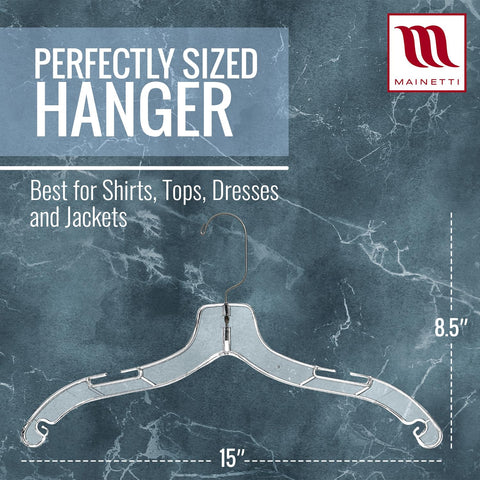 Mainetti hanger silver swivel hook detail showing 360-degree rotation benefit