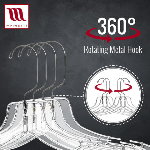 Mainetti hangers stacked in a 100-pack for easy bulk supply