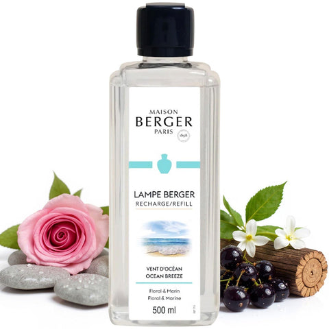 MAISON BERGER front bottle of Ocean Breeze refill showing elegant packaging and quick refill benefit