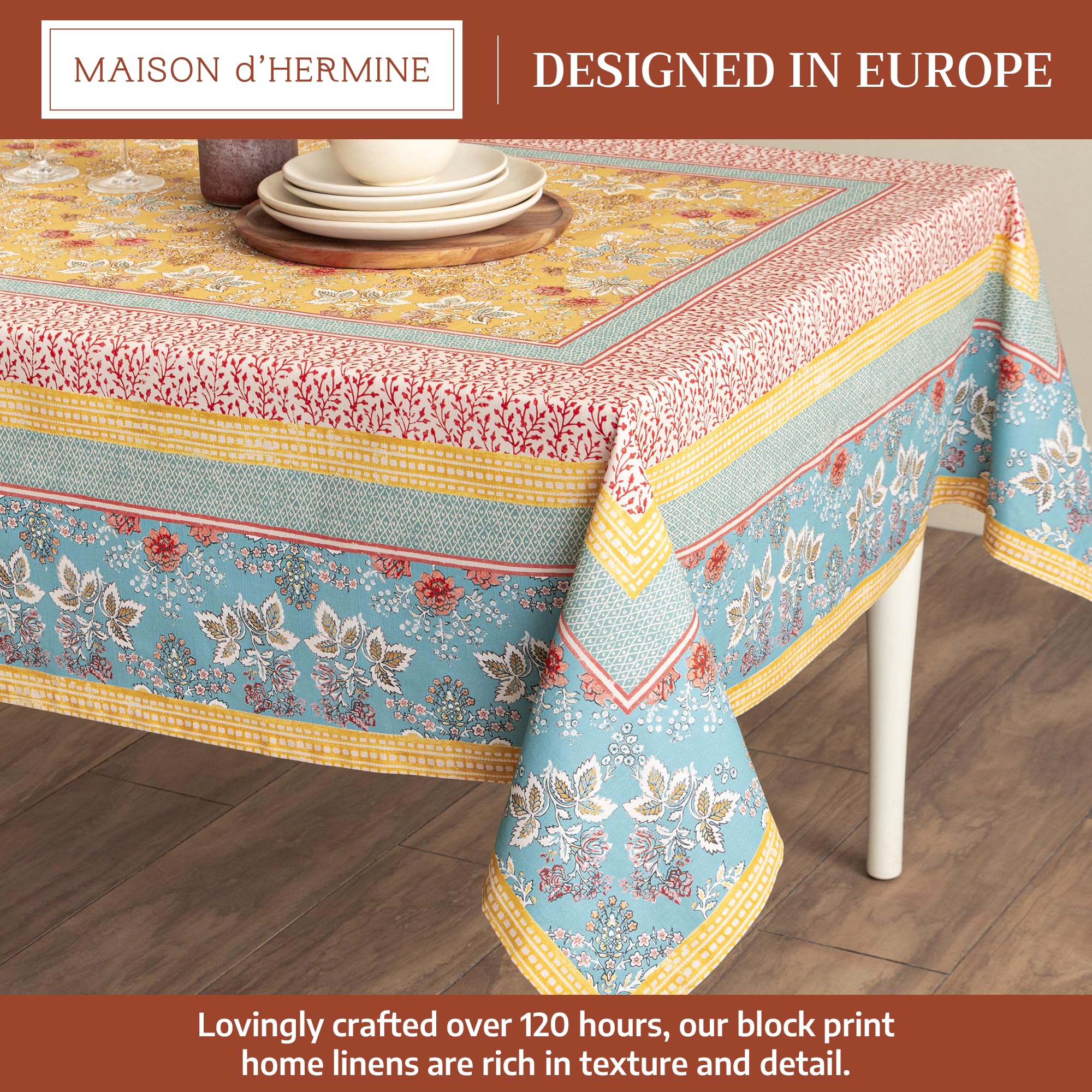 Maison d' Hermine close-up of watercolor motif showing print clarity and artistic detail for style